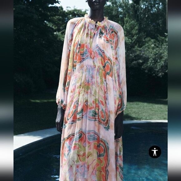 ZARA PRINTED MIDI DRESS ZW COLLECTION Maxi Multicolored - Picture 6 of 15